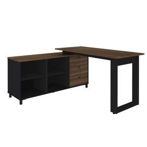 Mesa Escrivaninha para Escritório Next Adaptável | Artany:ipê/preto