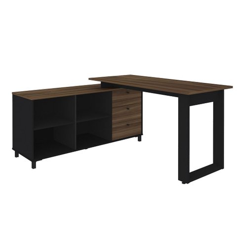 Mesa Escrivaninha para Escritório Next Adaptável | Artany:ipê/preto