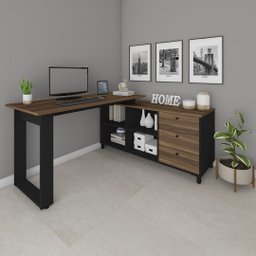 Mesa Escrivaninha para Escritório Next Adaptável | Artany:ipê/preto - 8