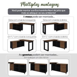 Mesa Escrivaninha para Escritório Next Adaptável | Artany:ipê/preto - 7