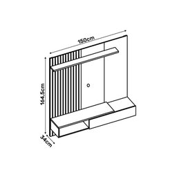 Painel p/ TV Casal Tito até 65 Polegadas Off White/Nogueira - DJ Móveis - 5