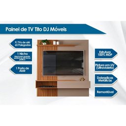 Painel p/ TV Casal Tito até 65 Polegadas Off White/Nogueira - DJ Móveis - 4