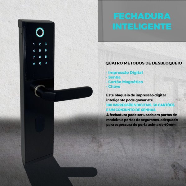 Fechadura Biométrica Eletrônica Digital Touch Inox Direita - 4