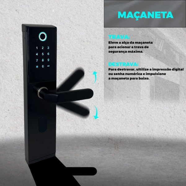 Fechadura Biométrica Eletrônica Digital Touch Inox Direita - 6