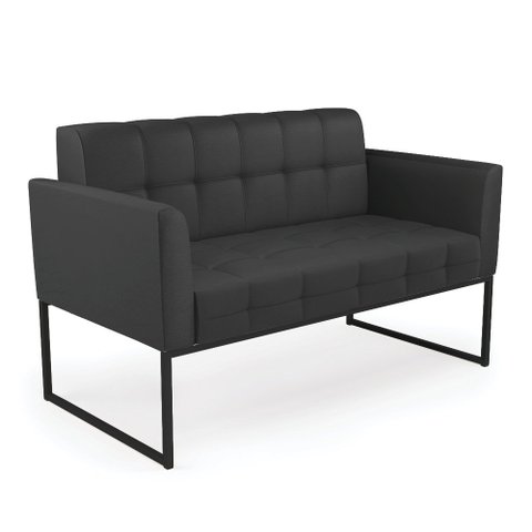 Sofá Namoradeira Elisa Corino Preto Base Metálica Industrial Preto - D'Rossi