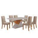 Ver imagem 2 de Mesa de Jantar Aster 180cm Tampo MDF Vidro Canto Copo com 6 Cadeiras Carolina