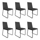 Ver imagem 1 de Kit 6 Cadeiras de Jantar Estofada Lille Base Preta Veludo Cinza - Montanaris Decor