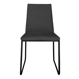 Kit 6 Cadeiras de Jantar Estofada Lille Base Preta Veludo Cinza - Montanaris Decor - 2