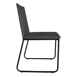 Kit 6 Cadeiras de Jantar Estofada Lille Base Preta Veludo Cinza - Montanaris Decor - 3