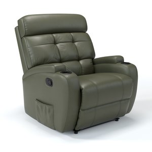 Poltrona do Papai Reclinável em Couro Cor Verde Militar Reclinação Manual - Modelo Florença