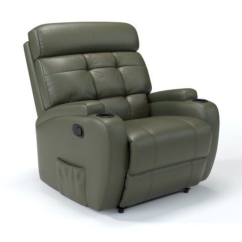 Poltrona do Papai Reclinável em Couro Cor Verde Militar Reclinação Manual - Modelo Florença