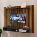 Ver imagem 3 de Painel Suspenso Prateleira Superior Nicho Tv 48 Polegadas Sala Estar Quarto - Ripado Freijó/preto