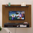 Ver imagem 2 de Painel Suspenso Prateleira Superior Nicho Tv 48 Polegadas Sala Estar Quarto - Ripado Freijó/preto
