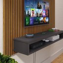 Ver imagem 4 de Painel Suspenso Prateleira Superior Nicho Tv 48 Polegadas Sala Estar Quarto - Ripado Freijó/preto
