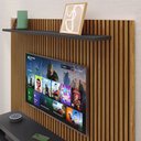 Ver imagem 6 de Painel Suspenso Prateleira Superior Nicho Tv 48 Polegadas Sala Estar Quarto - Ripado Freijó/preto