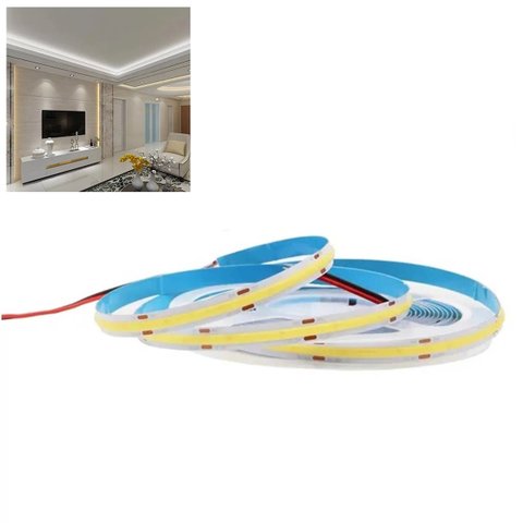 Fita Led Cob 6500k 5 Metros 12v Ip20 18w Teto Rebaixado Perfil Gesso Sanca Residencial Comercial Sal