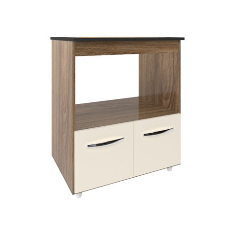 Balcão Armário para Fogão Cooktop 5 Bocas e Forno Elétrico Cozinha Evelyn Mobília Decor Savana Off W