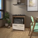 Ver imagem 2 de Balcão Armário para Fogão Cooktop 5 Bocas e Forno Elétrico Cozinha Evelyn Mobília Decor Savana Off W
