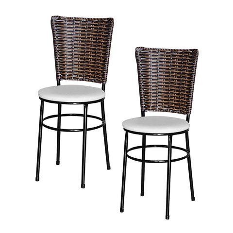 2 Cadeiras para Mesa Preta Hawai Avelã:branco