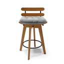 Ver mais imagens de Kit 02 Banquetas Giratória Costela Suede Base Madeira Cinza