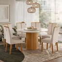 Ver imagem 2 de Conjunto Sala de Jantar Mesa Serena 135x135 6 Cadeiras Serena Ype/offwhite/bouclé Gelo