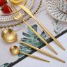 Jogo de Talheres Conjunto 4 Peças Dourado Luxo Gourmet Cozinha Mesa Colher Garfo Faca Sobremesa - 3