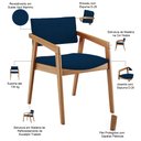 Ver imagem 6 de Kit 03 Cadeiras para Sala de Jantar Estar Living Giorgia B04 Suede Azul Marinho - Lyam Decor