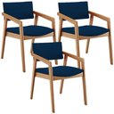 Ver imagem 1 de Kit 03 Cadeiras para Sala de Jantar Estar Living Giorgia B04 Suede Azul Marinho - Lyam Decor