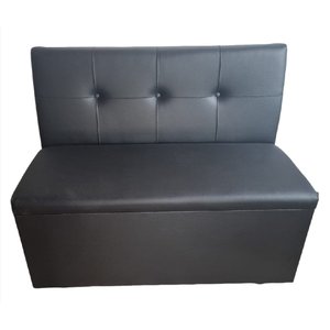Poltrona Sofá Booth 1.10m 2 Lugares Preto Costura Retangular