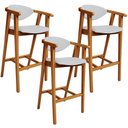Ver imagem 1 de Kit 03 Banquetas Alta para Cozinha Bancada Bar Sala de Jantar Fixa Cecília L02 Linho Cinza - Lyam
