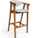 Ver imagem 3 de Kit 03 Banquetas Alta para Cozinha Bancada Bar Sala de Jantar Fixa Cecília L02 Linho Cinza - Lyam