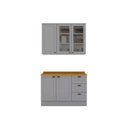 Ver imagem 1 de Cozinha Modulada Completa Americana 3 Peças 1 Aéreo + 1 Balcão + Complemento Cz126 Cinza