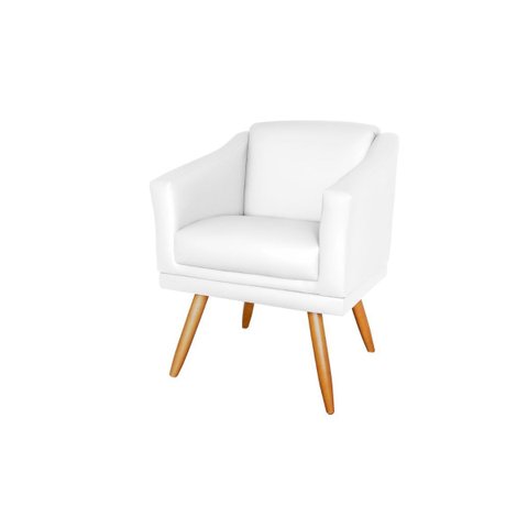 Poltrona Decorativa Valentina Sala Recepção Escritório Corino Branco