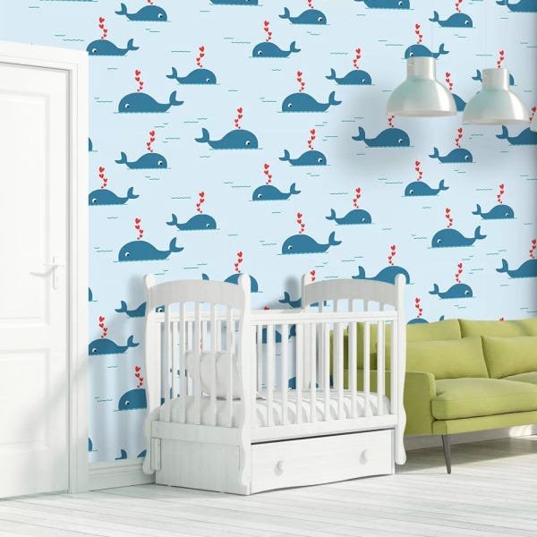 Papel de Parede Baleia bebe - 0,58 x 2,50 metros - 2