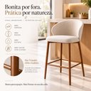 Ver imagem 3 de Kit 2 Banquetas Altas Firenze Linho Creme Aço Efeito Madeira para Bancada Gourmet