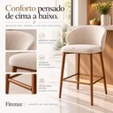 Ver imagem 4 de Kit 2 Banquetas Altas Firenze Linho Creme Aço Efeito Madeira para Bancada Gourmet