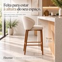 Ver imagem 5 de Kit 2 Banquetas Altas Firenze Linho Creme Aço Efeito Madeira para Bancada Gourmet