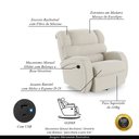Ver imagem 4 de Poltrona do Papai Sala de Cinema Reclinável Kylie Glider Manual Giratória USB Veludo Bege G23 Gran B