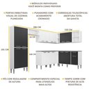Ver imagem 3 de Cozinha Completa Multimóveis Xangai Soul FG3163 com Armário e Balcão Branca/Preta