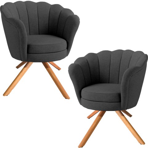 Kit Duas Poltronas Giratórias Pétala em Linho Premium 06-chumbo Sua Casa Decorações