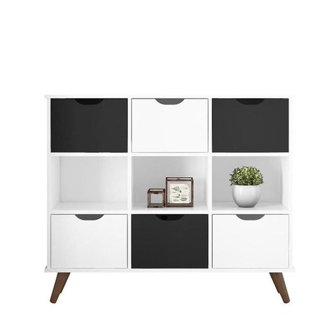 Nicho Organizador Retro Branco com 6 Gavetas Branco/preto 108 X 92,5cm - Fdecor