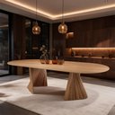 Ver imagem 3 de Mesa de Jantar 8 Lugares Oval Base Dupla Ripada 240cm Rigon B05 Amêndoa Cinamomo - Lyam Decor