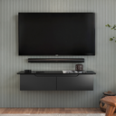 Ver imagem 1 de Rack Suspenso Flow Sala Estante de Parede Mdf/mdp para Tv e Decoração Quarto - Jm3 Móveis:preto