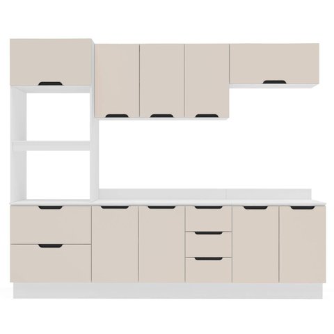 Armário de Cozinha Modulada Completa 5 Peças 270cm com Tampo 250073 Meena Politorno Móveis