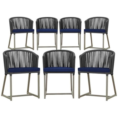 7 Cadeiras de Jantar Área Noronha Fendi E10 Trama Original Preto