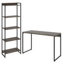 Ver imagem 1 de Kit Estante Areta 5 Prateleiras com Mesa Industrial Aspen 120cm C01 Carvalho Dark - Lyam Decor