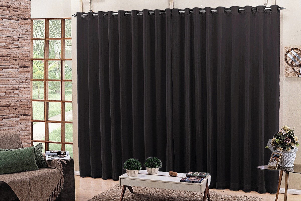 Cortina 4,00x2,50 Sala Quarto Cozinha Blackout Corta Luz: Preto - 5