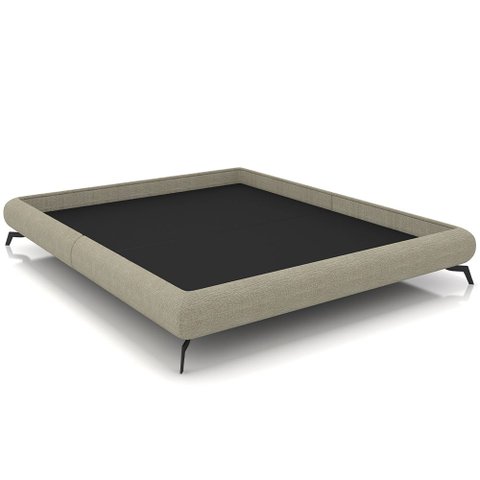 Cama Casal Base Box Pés de Ferro Estilo Industrial 156cm Otto P05 Linho Bege Escuro - Lyam Decor