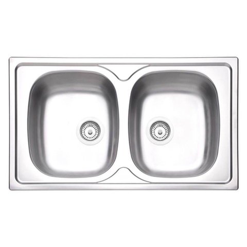 Cuba de Sobrepor Tramontina Sigma 2 Cubas em Aço Inox com Acabamento Pré-polido 86 x 50 cm com Válvu