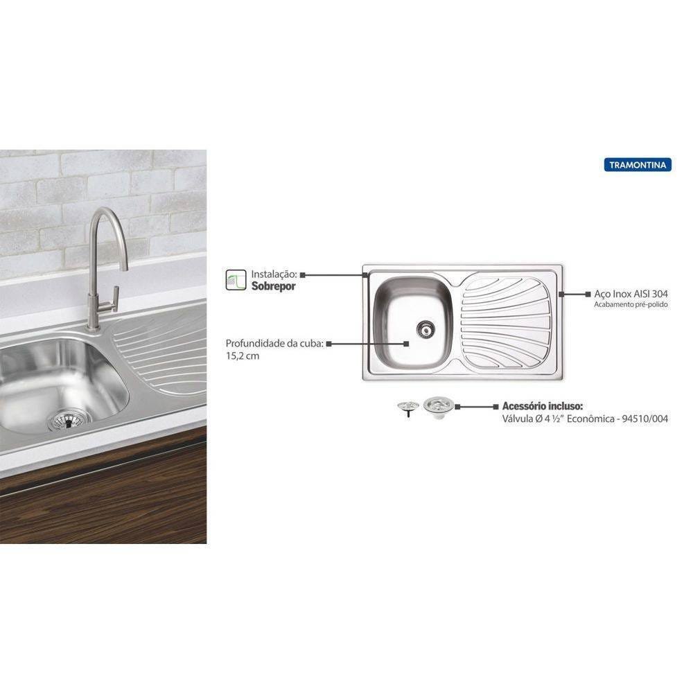 Cuba Sobrepor Inox 86x50 1c Sf Tramontina - 2